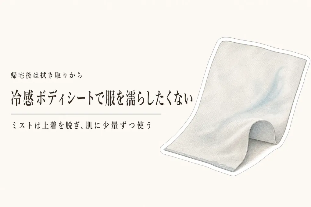 冷感ボディシートと冷却スプレーはどっち？帰宅後に服を濡らさず使う選び方