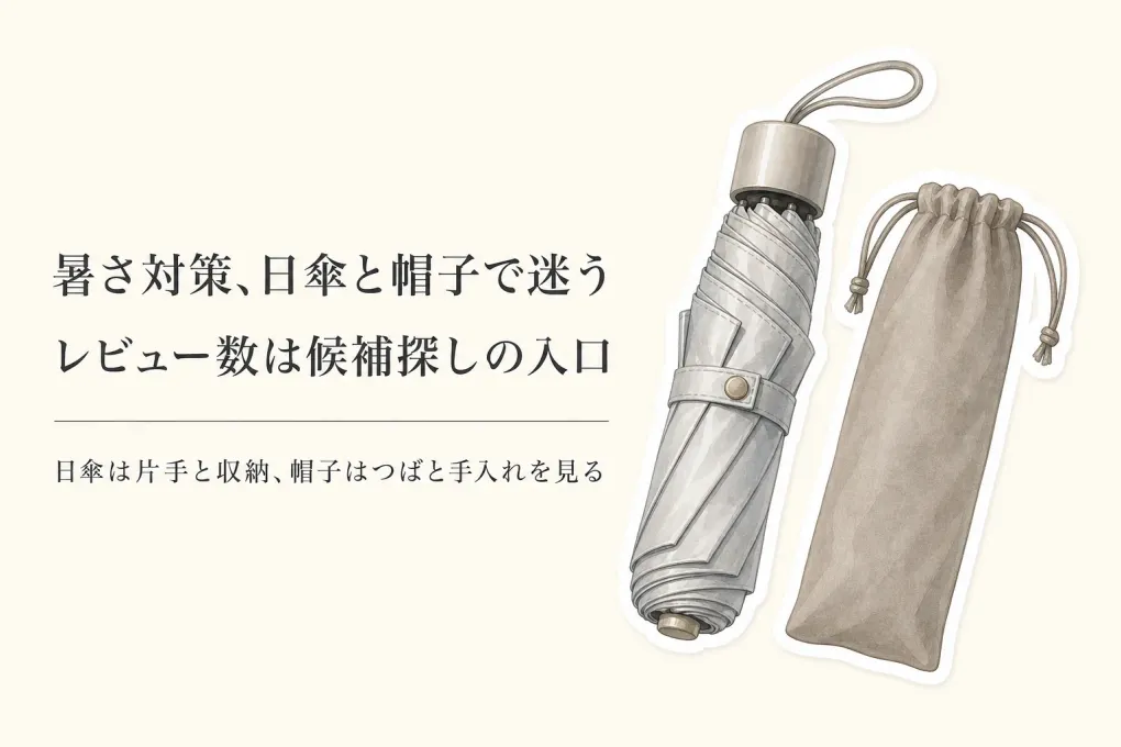 遮熱折りたたみ日傘・遮熱帽子のレビュー数が多い6品｜荷物を減らす前の候補比較