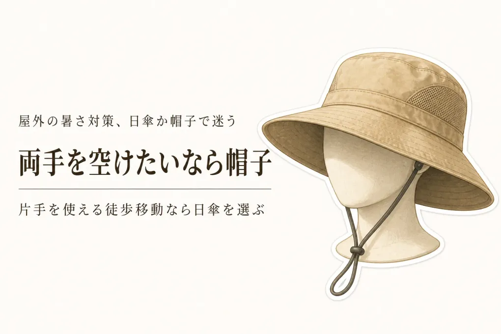 遮熱折りたたみ日傘と帽子はどちら？荷物を増やしすぎない暑さ対策の選び方
