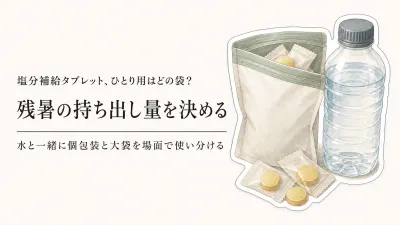 残暑の屋外作業に塩分補給タブレットは必要？水と一緒に持つ4品の選び方